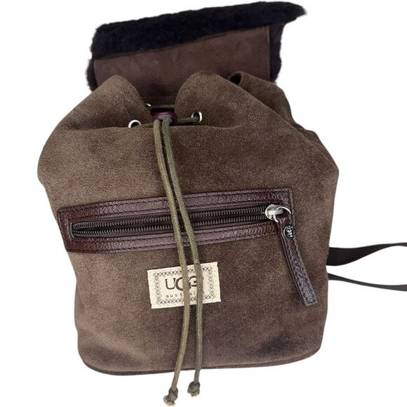|EUC| UGG Nordie Shearling & Suede Brown Mini Backpack - Picture 2 of 8